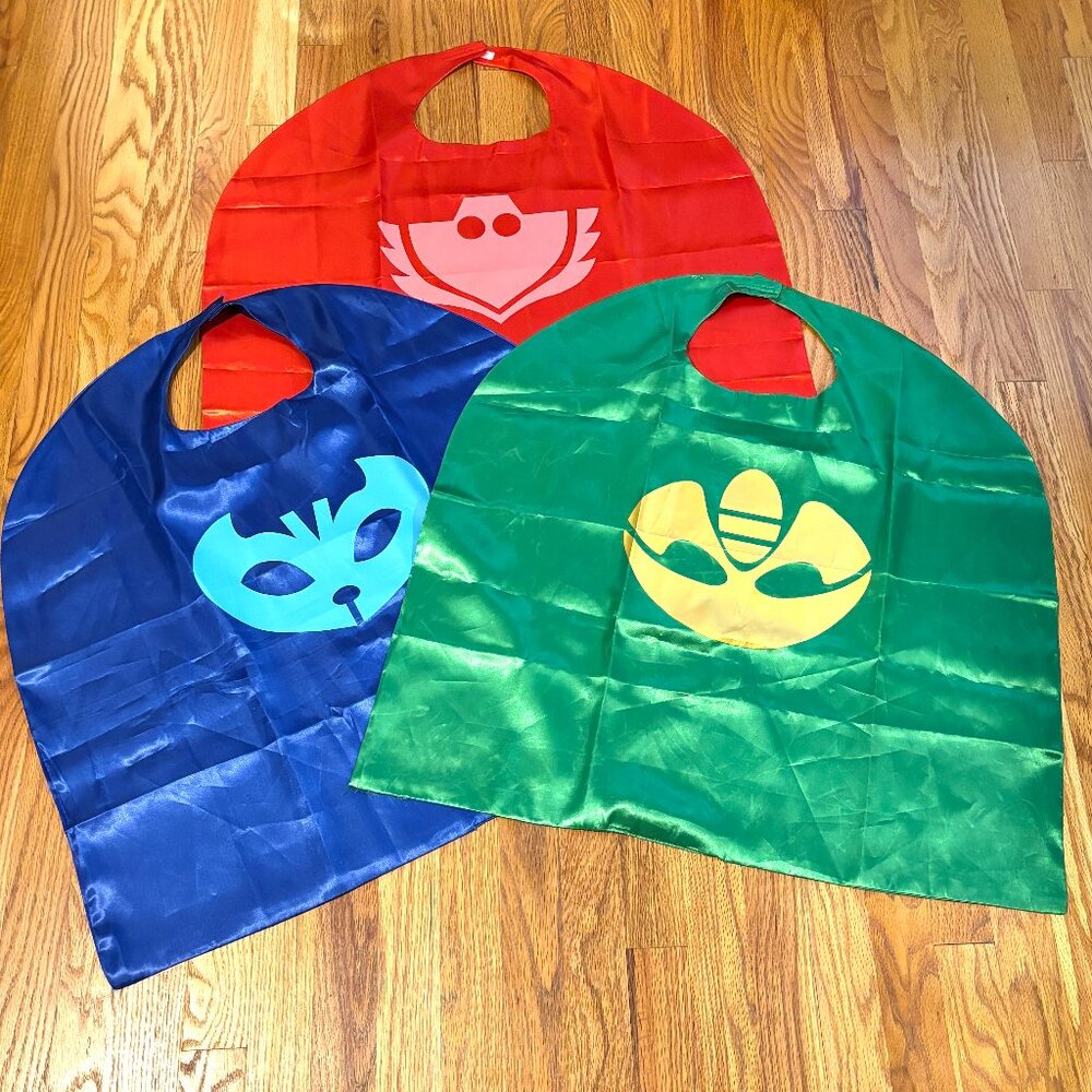 3 PJ Masks capes - Catboy, Owelette, Gecko